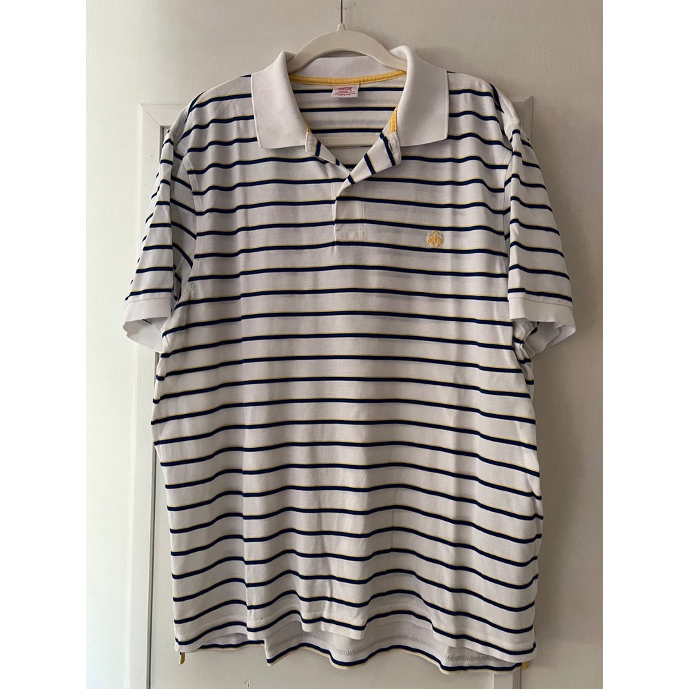 Brooks Brothers Mens Original Fit Performance Polo Shirt White Striped Large